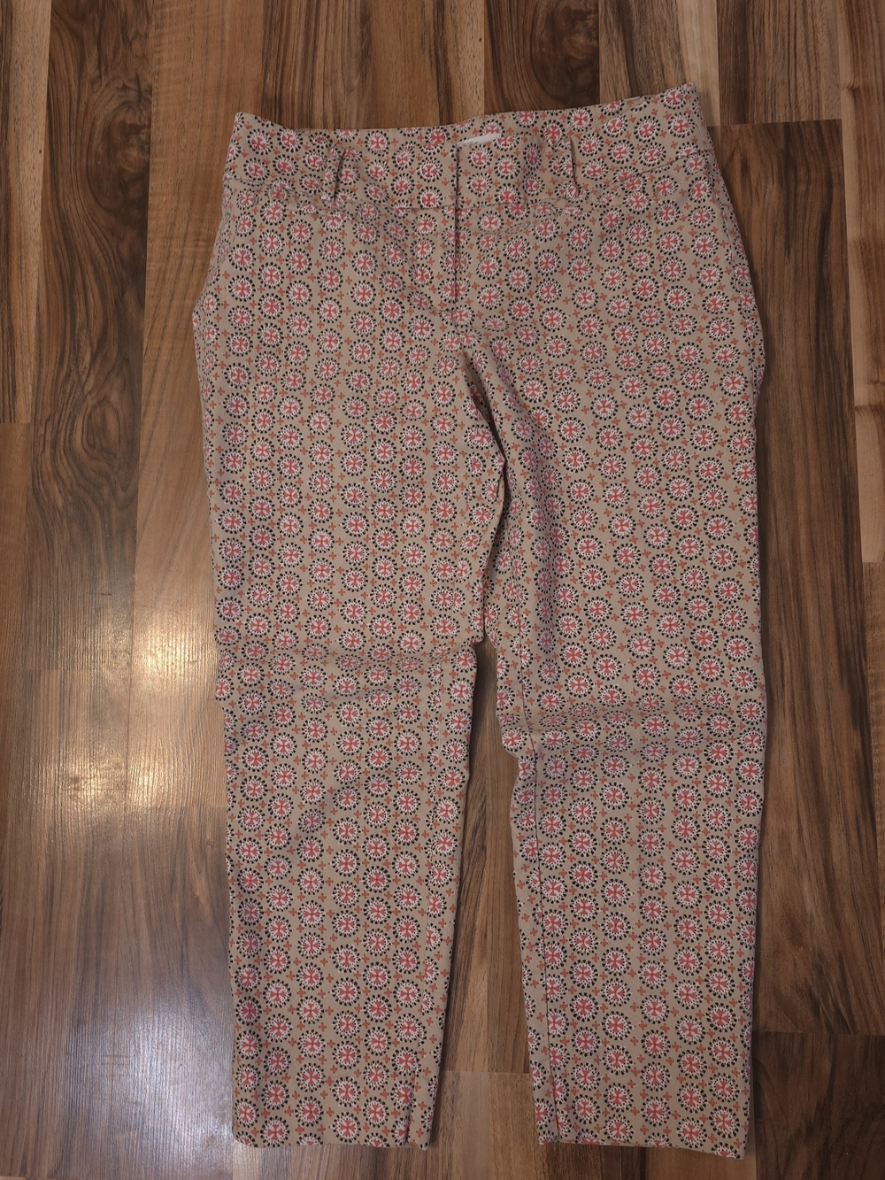 LOFT Marisa Floral Medallion Print Ankle Pants Coastal Grandma Preppy